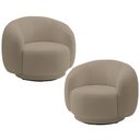 Ver imagem 1 de Kit 02 Poltronas Giratória Orgânica para Sala Living Elodie M05 Bouclê Bege - Lyam Decor