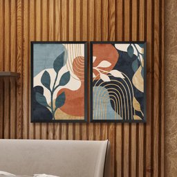 Kit 2 Quadros Decorativos Folhagens Moderno Sala - 3