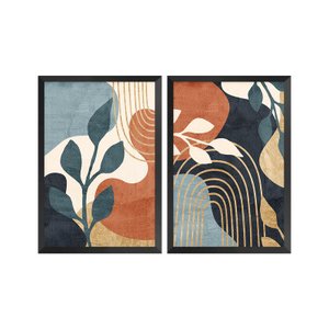 Kit 2 Quadros Decorativos Folhagens Moderno Sala