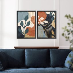 Kit 2 Quadros Decorativos Folhagens Moderno Sala - 2