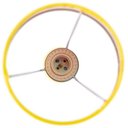 Ver imagem 2 de Abajur Esfera 30cm Base Ceramica Amarela E27 Max 40W Cúpula Tecido Amarelo