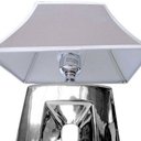 Ver imagem 3 de Abajur Oka 51cm Base Ceramica Cromada E27 Max 40W Cúpula Tecido Cromado