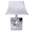 Ver imagem 1 de Abajur Oka 51cm Base Ceramica Cromada E27 Max 40W Cúpula Tecido Cromado