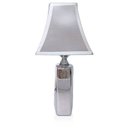 Ver imagem 4 de Abajur Oka 51cm Base Ceramica Cromada E27 Max 40W Cúpula Tecido Cromado