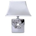 Ver imagem 5 de Abajur Oka 51cm Base Ceramica Cromada E27 Max 40W Cúpula Tecido Cromado