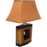 Abajur Oka 51cm Base Ceramica Marron E27 Max 40W Cúpula Tecido Marron - 1