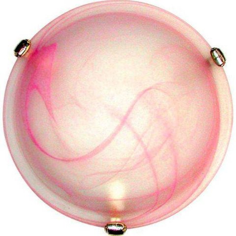 Plafon Murano Vidro 30cm 2 Lâmpadas E-27 Max 60W Cor Rosa com Garra Dourada