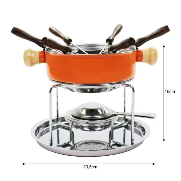 Conjunto Aparelho Para Fondue Aço Inox Colorido - Laranja - 4