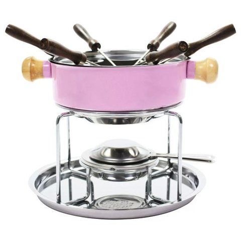 Conjunto Aparelho Para Fondue Aço Inox Colorido - Rosa