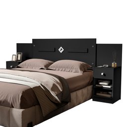 Cabeceira Lilian Box Casal Regulável Preto - 3 Cabeceira Lilian Box Casal Regulável Preto - 3