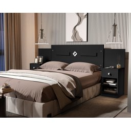 Cabeceira Lilian Box Casal Regulável Preto - 4 Cabeceira Lilian Box Casal Regulável Preto - 4