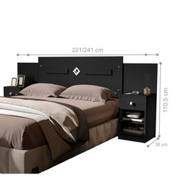 Cabeceira Lilian Box Casal Regulável Preto - 2 Cabeceira Lilian Box Casal Regulável Preto - 2