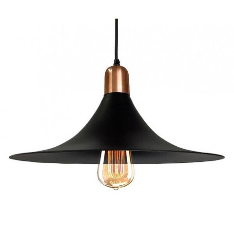 PENDENTE LUMINÁRIA MILAN PREMIUM 18 X 36cm Preto fosco e Cobre