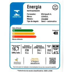 Geladeira Consul 263 Litros, 1 Porta, Degelo Seco - Cra30mb - 14