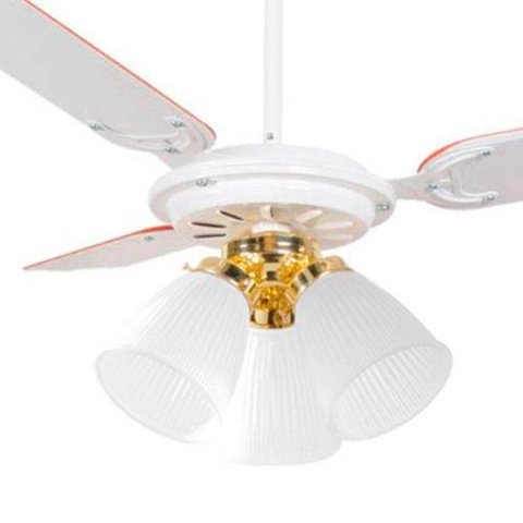 Ventilador De Teto Il-40 3 Tulipas 3 Pas Kit Lustre Dourado 220v Branco