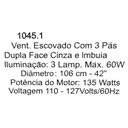 Ver imagem 5 de Ventilador de Teto Hl-45 3 Tulipas E-27 3 Pás Reversíveis (Mogno / Cinza) 127V Escovado