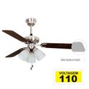 Ver imagem 1 de Ventilador de Teto Hl-45 3 Tulipas E-27 3 Pás Reversíveis (Mogno / Cinza) 127V Escovado