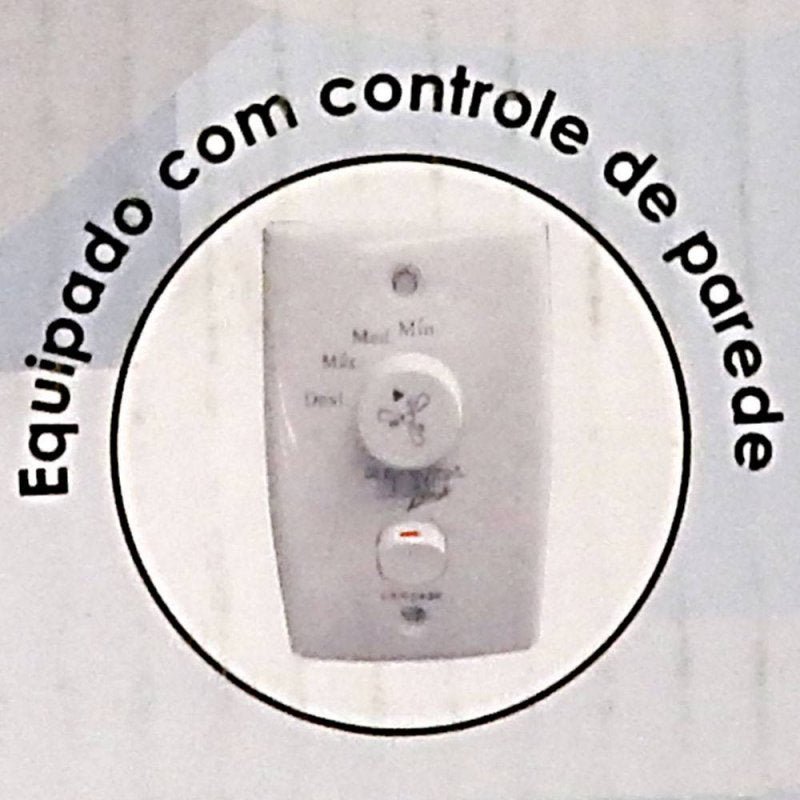 Ventilador Hl-70 com Controle de Parede 2 Lâmpadas E-27 3 Pás Dupla Face (Branco/Cinza) 110V - 7