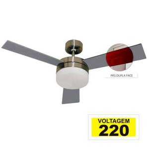 Ventilador Hl-71 com Controle de Parede 2 Lâmpadas E-27 3 Pás Dupla Face (Mogno/Cinza) 220V