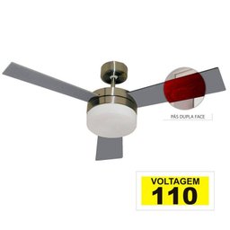 Ventilador Hl-71 com Controle de Parede 2 Lâmpadas E-27 3 Pás Dupla Face (Mogno/Cinza) 110V - 5