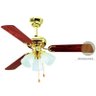Ventilador de Teto Hl-43 3 Tulipas E-27 3 Pás Reversíveis (Mogno / Cerejeira) Dourado 110V Ou 220V - 1
