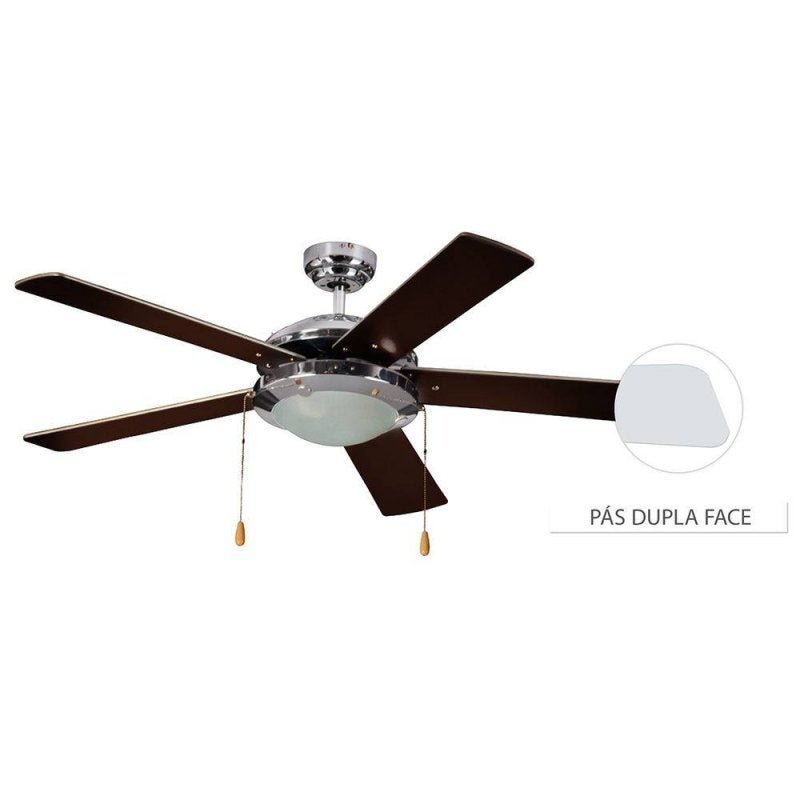 Ventilador de Teto Hl-58 2 Soq E-27 5 Pás Reversíveis (Cinza / Imbuia) Escovado 110V - Home Line - 4