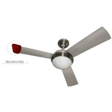 Ventilador Hl-61 Controle Parede 1 Lâmpada E-27 3 Pás Rev. (Mogno / Cinza) Escovado