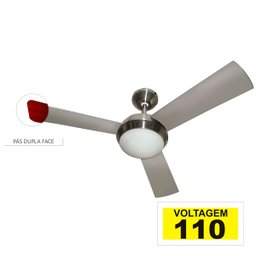 Ventilador Hl-61 Controle Parede 1 Lâmpada E-27 3 Pás Rev. (Mogno / Cinza) Escovado - 7