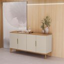 Ver imagem 4 de Buffet Aparador 4 Portas 160cm Pés de Madeira Chanfrado Mica L04 - D'rossi Jequitibá/off White