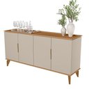 Ver imagem 2 de Buffet Aparador 4 Portas 160cm Pés de Madeira Chanfrado Mica L04 - D'rossi Jequitibá/off White