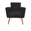 Ver imagem 3 de Kit Namoradeira + 1 Poltrona Decorativa Nina Capitonê + Puff Redondo Couro Preto Pés Madeira Mz Deco