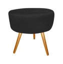 Ver imagem 5 de Kit Namoradeira + 1 Poltrona Decorativa Nina Capitonê + Puff Redondo Couro Preto Pés Madeira Mz Deco