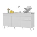 Ver imagem 1 de Balcão Cozinha Gabinete Pia 150cm 3 Portas 1 Gaveta Veneza Multimóveis V2072 Branco