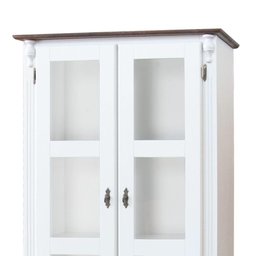 Cristaleira 2 Portas E 1 Gaveta Corrediça Telescopica - Branco Laca Com Tampo Castanho Envelhecido - 4