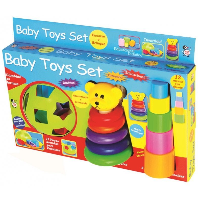 Aprendendo Brincando Encaixe Aneis Baby Toys Set Pica Pau - 1