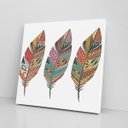 Ver imagem 2 de Penas Coloridas Abstrato Minimalista Quadro Canvas 80x80cm