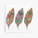 Ver imagem 1 de Penas Coloridas Abstrato Minimalista Quadro Canvas 80x80cm