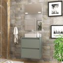 Ver imagem 1 de Gabinete para Banheiro com Cuba e Espelheira 60cm Mdf Verde Dubai - On Móveis