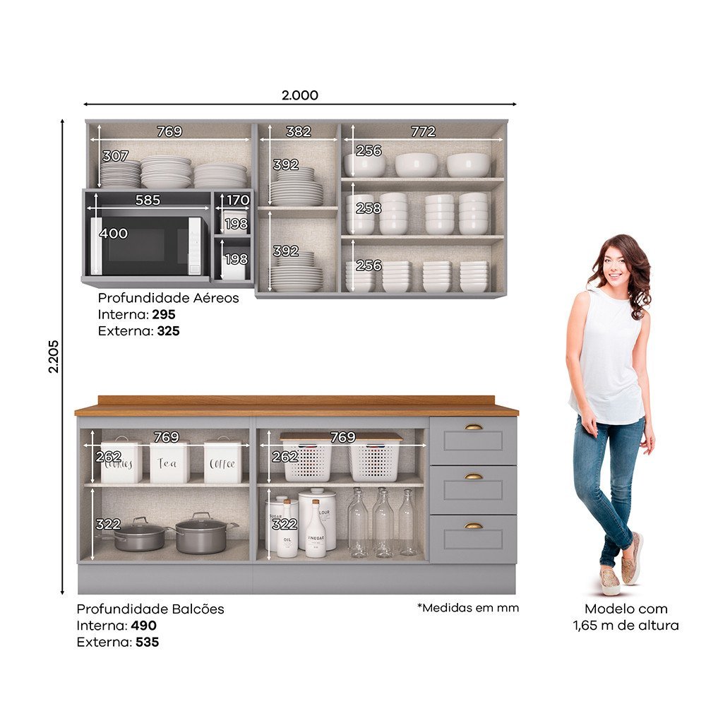 Cozinha Compacta 5 Peças Com Tampo Amy Casa 812 - 2