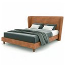 Ver imagem 3 de Cama Japonesa com Cabeceira Corea Casal Courino Caramelo - Sallar Home
