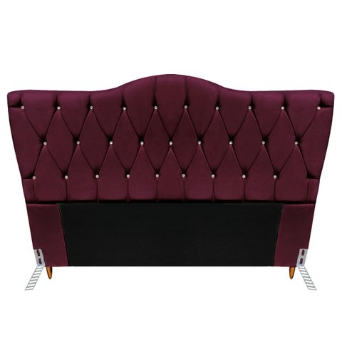 Cabeceira Cama Box de Casal Quarto Estofada Barcelona 140cm:suede Vinho