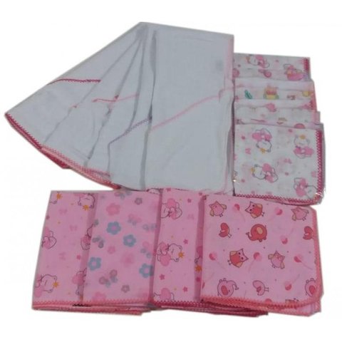 Kit 10 Pano De Boca 4 Cueiro 5 Fralda com capuz menina