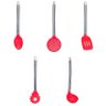 Kit 5 Utensílios Jogo De Talheres Vermelho Colheres Cozinha - 1
