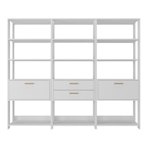 Estante de Escritório Modulada 2 Portas 2 Gavetas 219cm Texas Multimóveis Mp6060 Branco