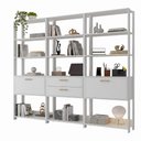 Ver imagem 3 de Estante de Escritório Modulada 2 Portas 2 Gavetas 219cm Texas Multimóveis Mp6060 Branco