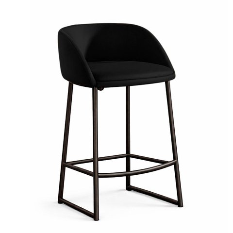 Banqueta Alta Bistrô Bancada Premium Industrial Corino Monacô - Paraná Metal:preto