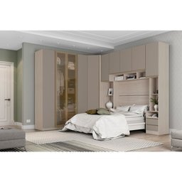 Guarda Roupa Casal de Canto Vidro Reflecta 9 Portas Legno Crema Connect Prime Plus Luciane Móveis - 1