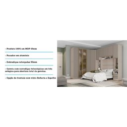 Guarda Roupa Casal de Canto Vidro Reflecta 9 Portas Legno Crema Connect Prime Plus Luciane Móveis - 5