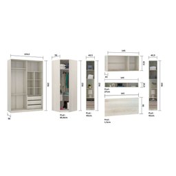 Guarda Roupa Casal de Canto Vidro Reflecta 9 Portas Legno Crema Connect Prime Plus Luciane Móveis - 3
