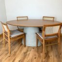 Ver imagem 3 de Mesa de Jantar Cone Oval 198x122 Cm Base Cimento Concreto Tampo Freijó Linn Design Decor Mesa de Jan